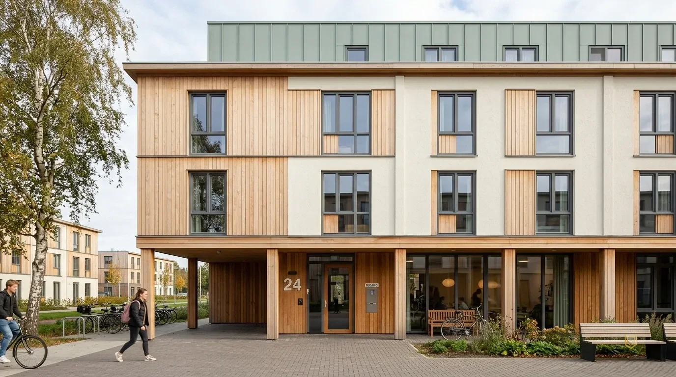 Beveiligde entree van de gated campus