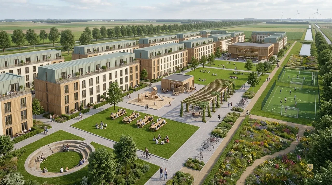 Plein met bankjes op de campus