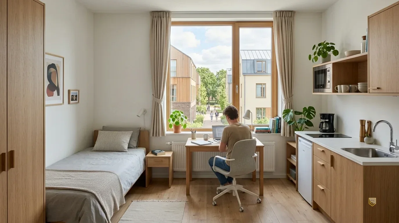 ZILT-studio met daglicht, eigen keuken en bureau aan het raam